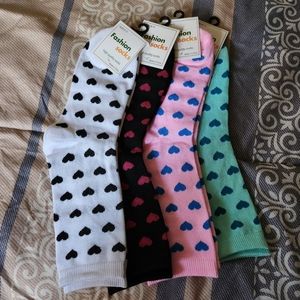 Bundle of fashion socks hearts galore sz 9-11